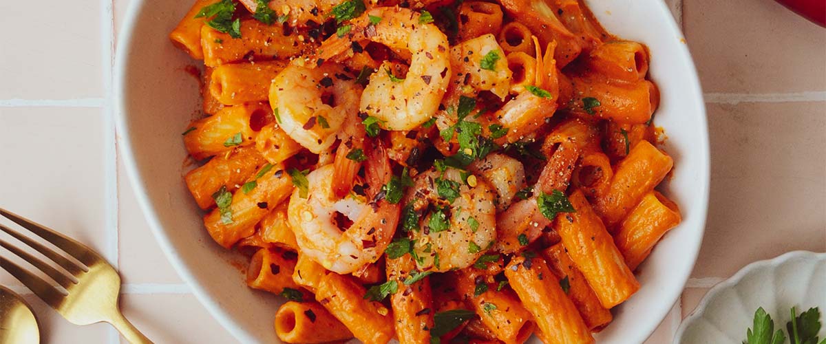 Creamy Roasted Red Capsicum Rigatoni