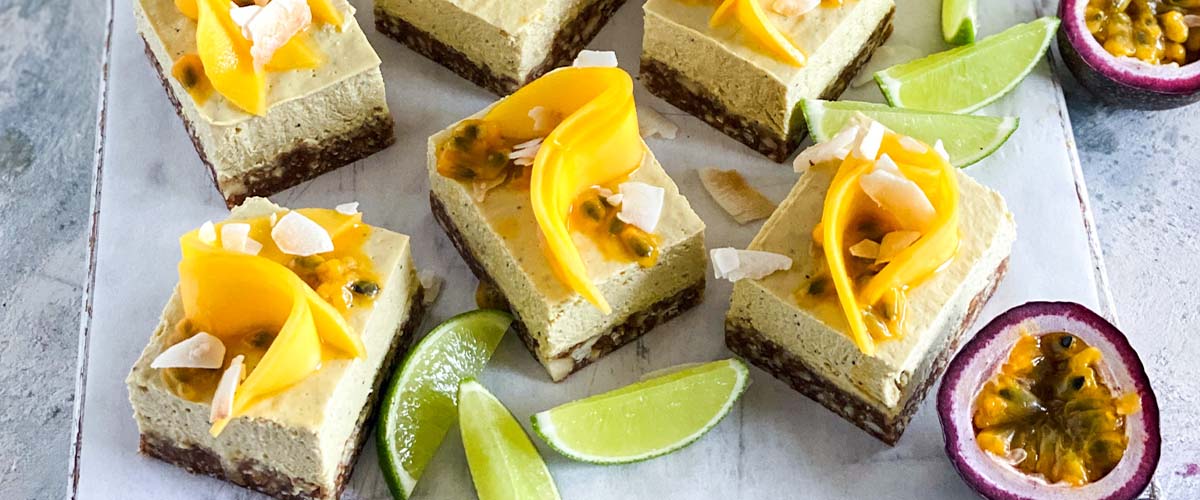 Raw Vegan Mango &amp; Passionfruit Cheese Slice