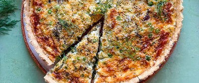 Greens & Feta Quiche with Oat Pastry
