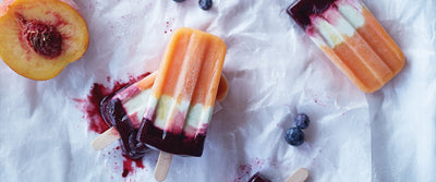 Peach, Matcha Green Tea and Blueberry Popsicle