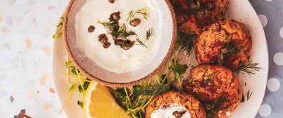 Smoked Salmon Cakes with Creme Fraiche and Fried Capers