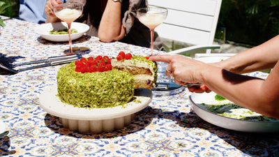 Simon Family Pistachio & White Choc Raspberry Cake