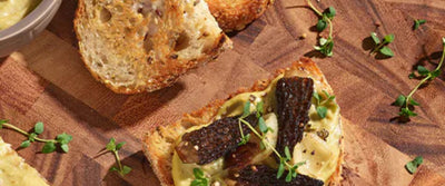 Cashew Cream Cheese on Toast with Morels & Ramps